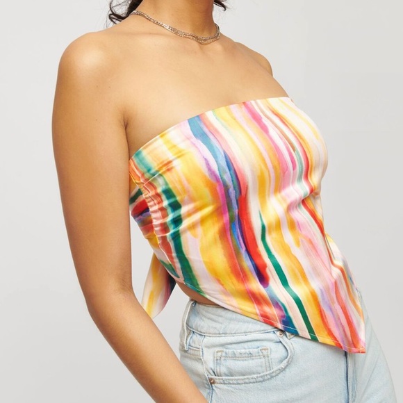 Rainbow Satin Scarf Top - Picture 2 of 3